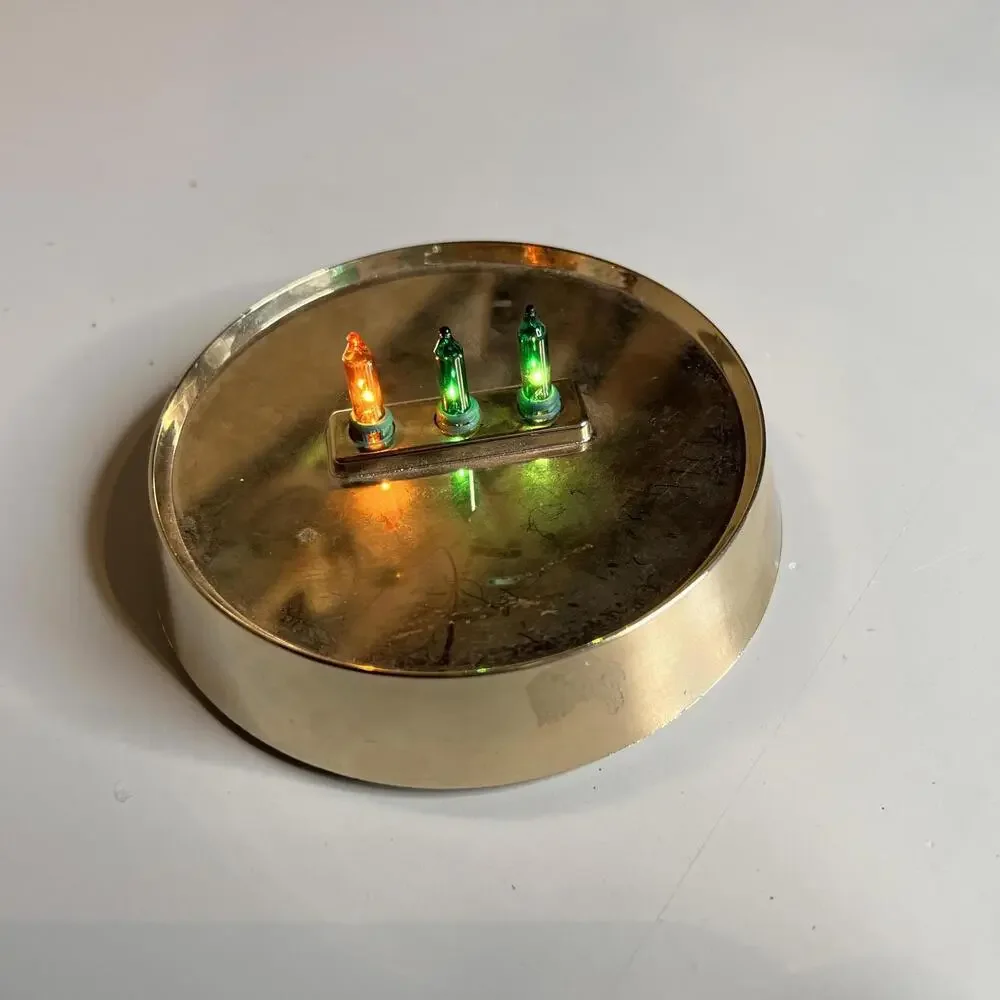 Pre-Lit Glass‎ Christmas Tree Topiary Clear Gold Base Tabletop Battery Lights